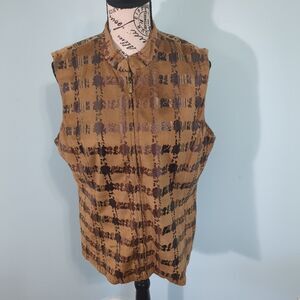 erin featherstone vest medium full zip animal print vest old money vintage